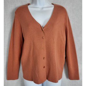 Burnt orange/ Topaz button front cardigan sweater (L) by Designers Originals NWT